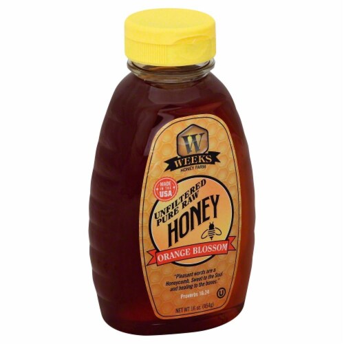 Weeks Farm Raw Orange Blossom Honey Perspective: front