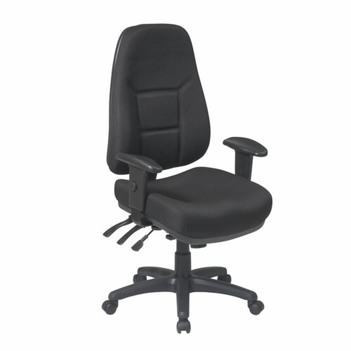 High Back Multi Function Ergonomic Chair in Black Fabric Perspective: front