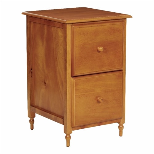 Wooden Nightstand with Two Drawers, Cherry Brown- Saltoro Sherpi 