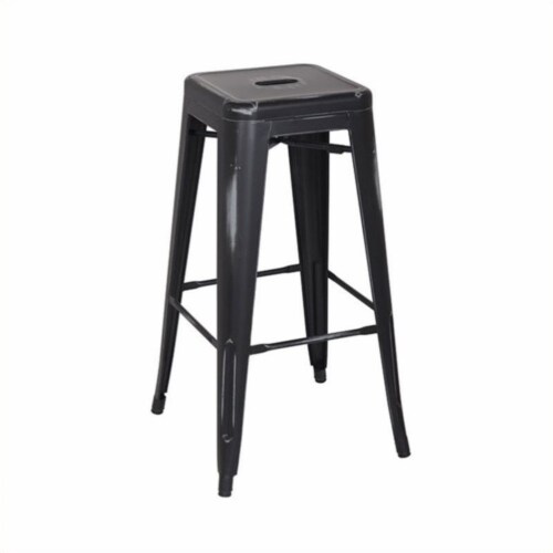 Bristow 30  Antique Metal Barstool Antique Black Finish 2 Pack Perspective: front