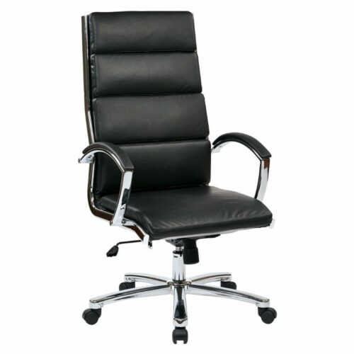 High Back Executive Black Faux Leather Chair Perspective: front