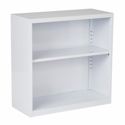 2 Shelf White Metal Bookcase by OSP Home Furnishings Perspective: front