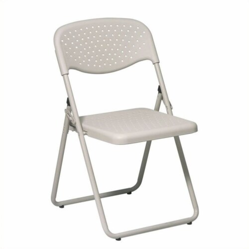 Folding Chair with Beige Plastic Seat and Back and Beige Frame. (4 Pack