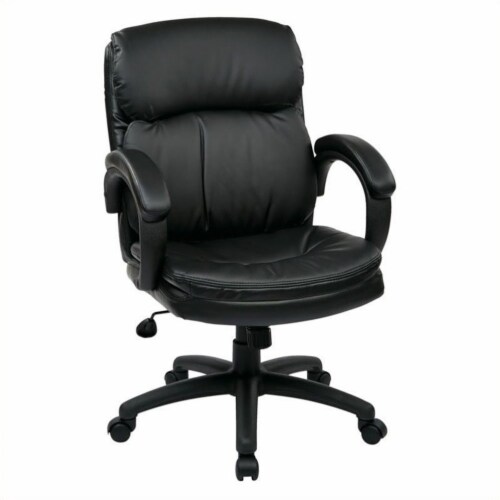 Mid Back Eco Leather Executive Office Chair in Black Perspective: front