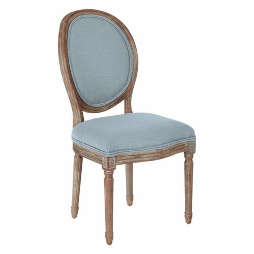 Lillian Oval Back Chair in Klein Sea Blue Fabric Brushed Frame Perspective: front