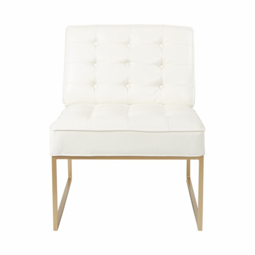 Anthony Chair in White Faux Leather with Coated Gold Frame Perspective: front