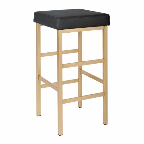 OSP Home Furnishings 30 Gold Backless Stool in Black Vinyl 1