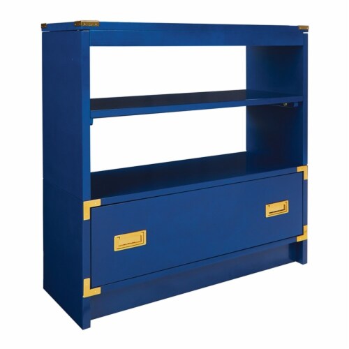 Wellington 36  Bookcase in Lapis Blue Engineered Wood Perspective: front