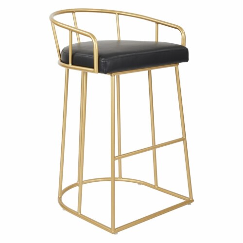 Luna 30  Barstool in Black Faux Leather by OSP Home Furnishings Perspective: front