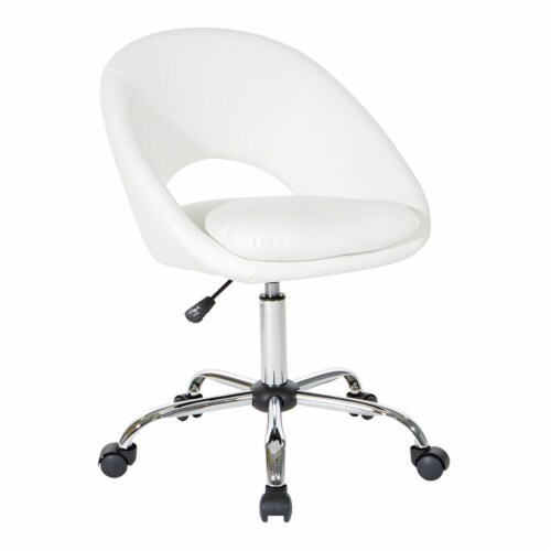 Milo Height Adjustable Home Office Chair in Durable White Faux Leather Perspective: front