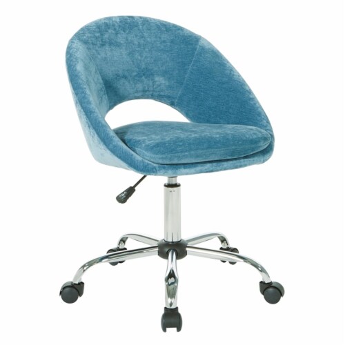 Milo Height Adjustable Home Office Chair in Micro-Fiber Blue Velvet Perspective: front