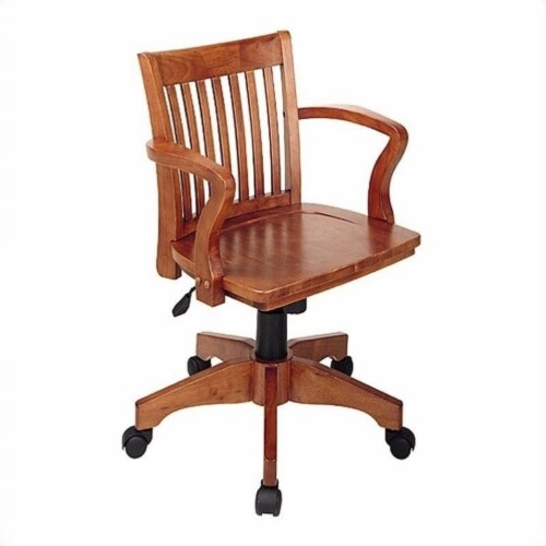 Deluxe Wood Bankers Office Chair with Wood Seat in Fruit Wood
