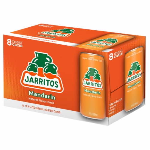 Jarritos Mandarin Soda Cans Perspective: front