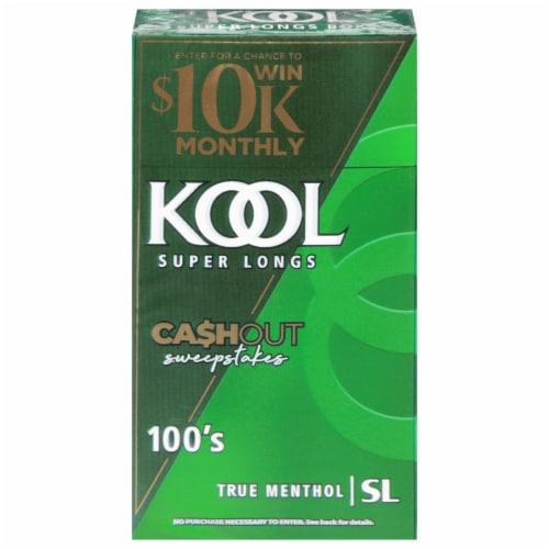 Kool Super Longs 100s True Menthol Cigarettes Perspective: front