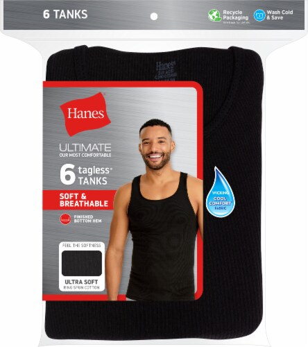 Mens 100% Cotton Tank Top A-Shirt Wife Beater Undershirt Ribbed Black 6  Pack (3 Black 3 White, Small) at  Men's Clothing store