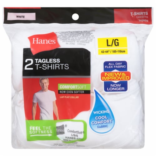 Hanes® Tagless T-Shirts - Large / White Perspective: front