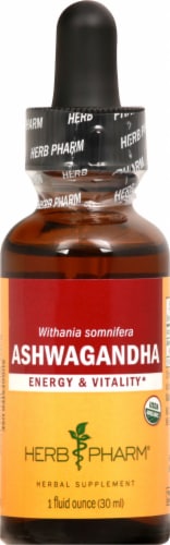 Herb Pharm® Ashwagandha Energy and Vitality Herbal Supplement Perspective: front