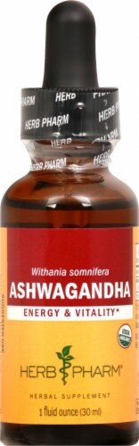 Herb Pharm® Ashwagandha Energy and Vitality Herbal Supplement Perspective: front