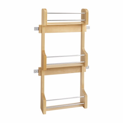 Rev-A-Shelf 4SR-15 15-Inch Cabinet Door Mounted Wood 3-Shelf Storage Spice Rack Perspective: front
