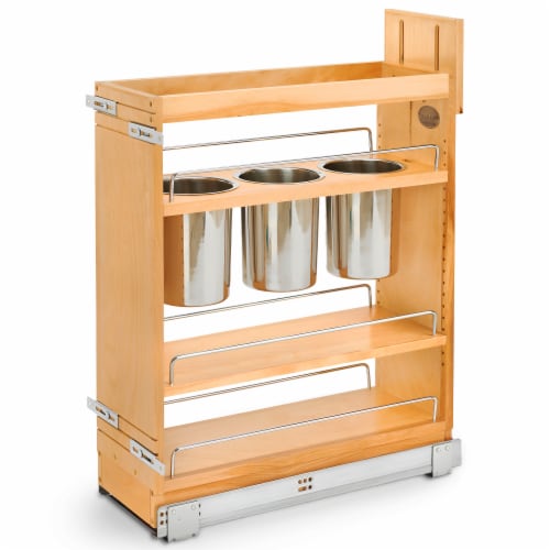 Rev-A-Shelf 8 Pull Out Kitchen Cabinet Organizer w/Utensil Holder, 448UT-BCSC8C Perspective: front
