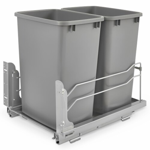 Rev-A-Shelf Double Pullout Trash Cans 35 qt. with Soft-close, 53WC-1835SCDM-217 Perspective: front