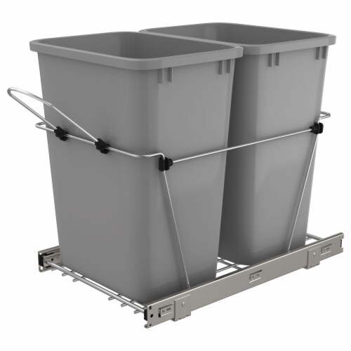 35 QT Silver Double Bin Trash Can Pull Out