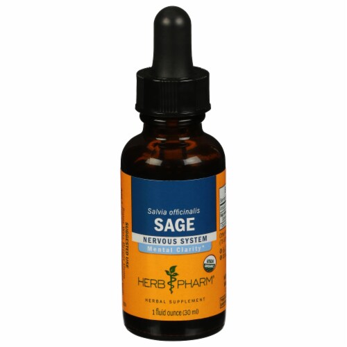Herb Pharm Organic Whole Leaf Sage Liquid Herbal Supplement Perspective: front