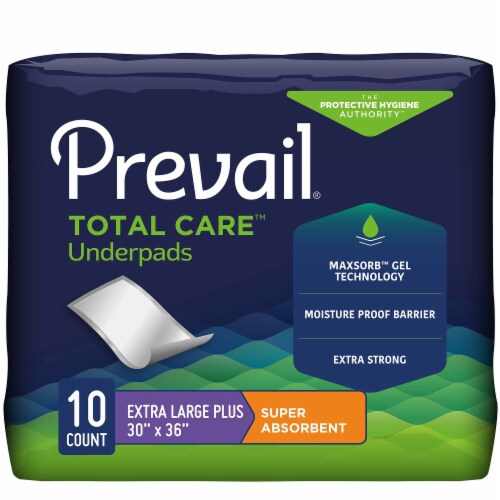 Prevail Total Care Disposable Underpad Heavy Absorbency Polymer 30 X 36 PV-410 10 pads Perspective: front