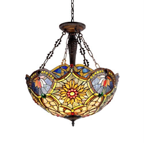 REBECCA Tiffany style 3 Light Victorian Inverted Ceiling Pendant 21 Shade 1 unit Foods Co