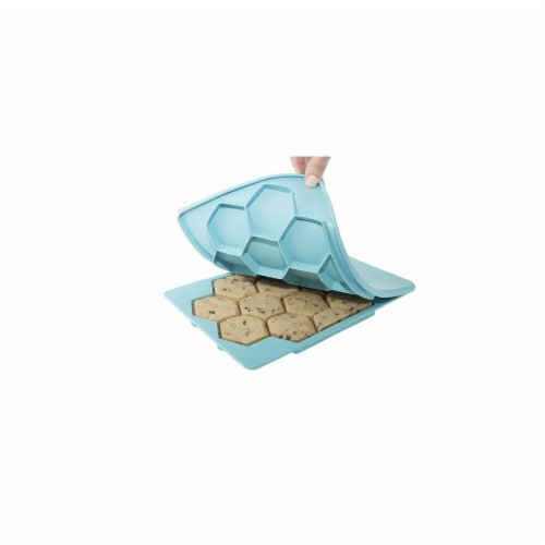 ShapeStore The Smart Cookie Innovative Cookie Cutter & Freezer Container, Blue Perspective: front