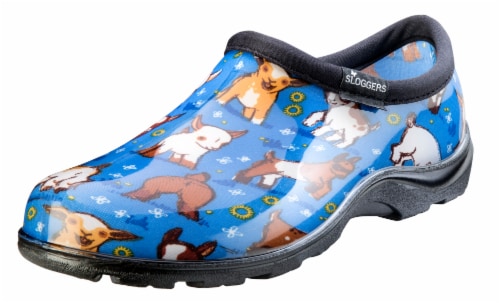 Sloggers Women's Sky Blue Goat Print Waterproof Gardening Shoe Perspective: front