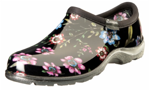 Sloggers Women's Ditsy Spring Print Waterproof Gardening Shoe - Black Perspective: front