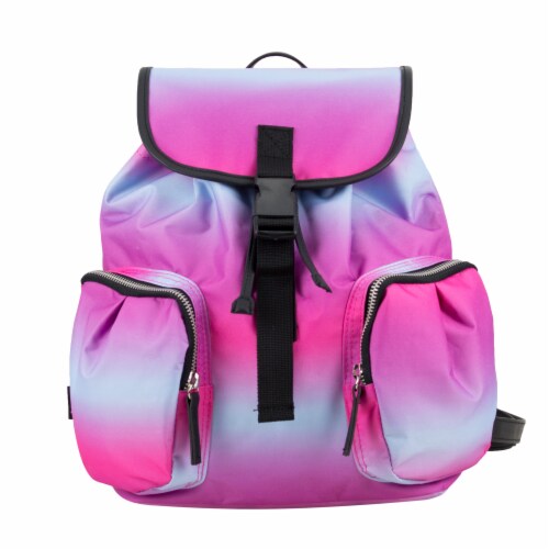 Bodhi Nylon Fashion Ombre Drawstring Flap Backpack Perspective: front