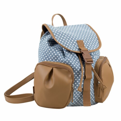 Bodhi Drawstring Flap Backpack - Polka Dots Perspective: front