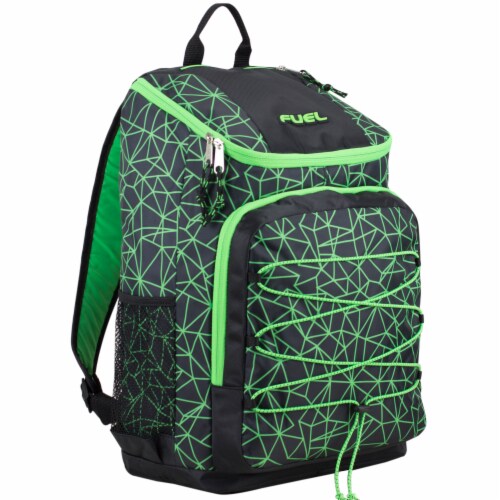 Fuel Wide Mouth Bungee Backpack - Black/Lime Perspective: front