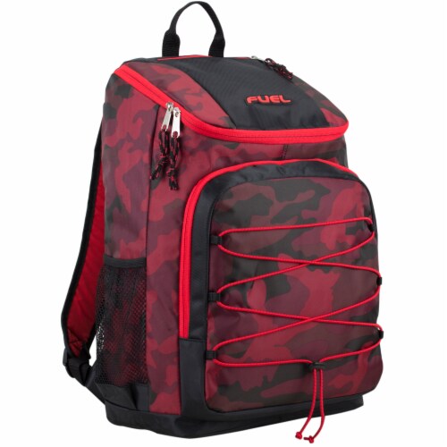 Fuel Wide Mouth Bungee Backpack - Red Camo Perspective: front