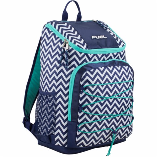 Fuel Wide Mouth Bungee Backpack - Chevron Deep Cobalt Perspective: front