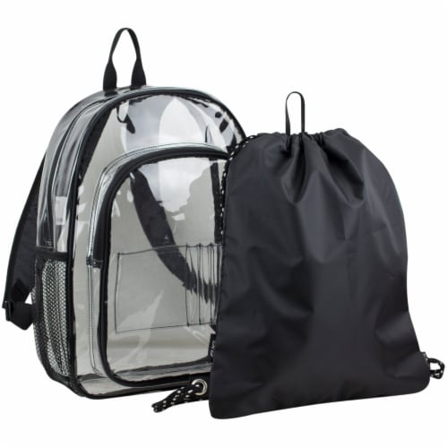 Fuel 2-PC Clear Backpack with Black Drawstring Cinchsack Perspective: front