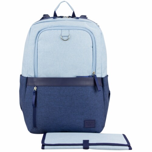 Bodhi Rubin Athleisure Tech Backpack Diaper Bag - Light Blue Chambray Perspective: front