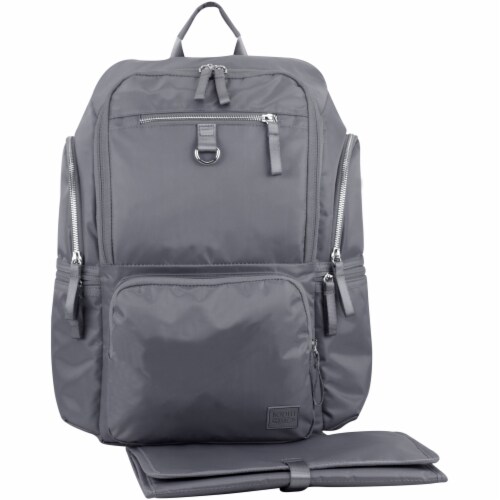 Bodhi Baby Lafayette Street Diaper Backpack - Ash Grey Perspective: front