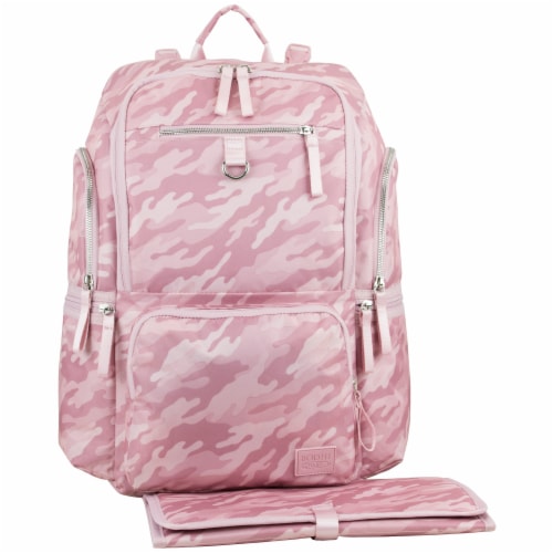 Bodhi Lafayette Street Multi-Function Backpack Diaper Bag - Pink Fluid Camo Perspective: front