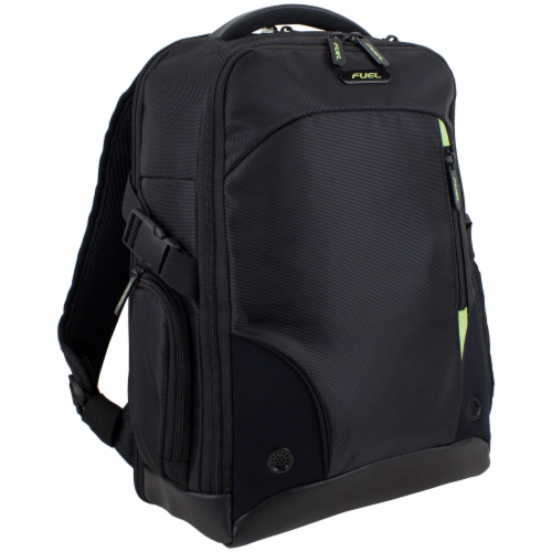 Fuel Sentry TSA Friendly Tech Backpack - Black with Celery Trim Perspective: front