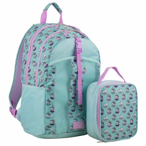 Fuel Deluxe Backpack/Lunch Bag Combo - Pink/Blue Perspective: front
