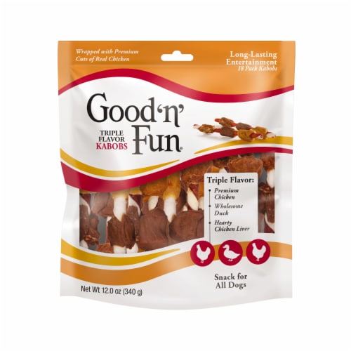 Good 'n' Fun® Triple Flavor Kabob Snacks for All Dogs Perspective: front