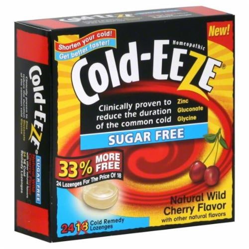 Cold-EEZE Sugar-Free Wild Cherry Zinc Homeopathic Cold Remedy Lozenges Perspective: front