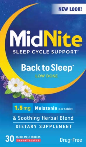 MidNite® Low Dose Back to Sleep Dietary Supplement Perspective: front