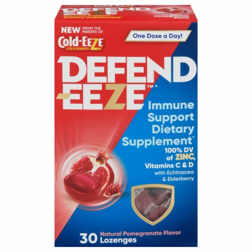 Defend-Eeze Pomegranate Immune Support Dietary Supplement Lozenges Perspective: front