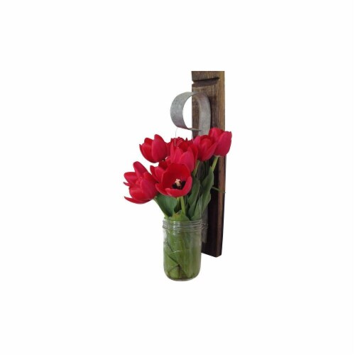 DonovanMaker wbmason-2 Wine Barrel with Mason Jar Hanging Planter 2 Perspective: front