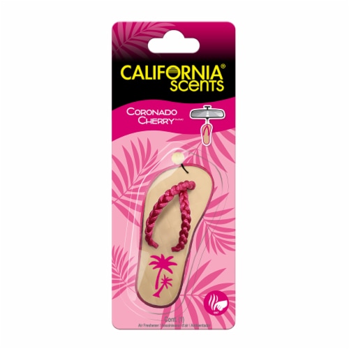 California Scents® Novelty Hanging Sandal Coronado Cherry™ Car Air Freshener Perspective: front