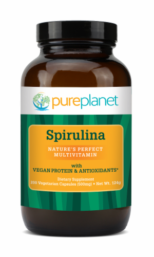 Pure Planet Spirulina 500 mg Capsules Perspective: front